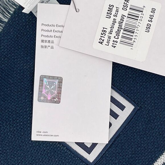 Nike USA Local Verbiage Scarf USMS Knit Fringe Blue White Unisex One Size - Picture 10 of 12